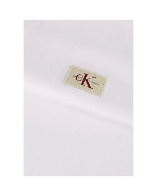 Calvin Klein Woven Label Regular Tee in White für Herren