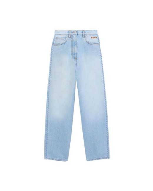 MSGM Blue Bestickte hellblaue jeans