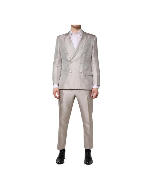 Dolce & Gabbana Gray Double Breasted Suits for men