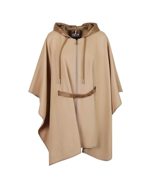 Moncler Jassen ,Wol Gewatteerde Wolmix Cape in het Natural
