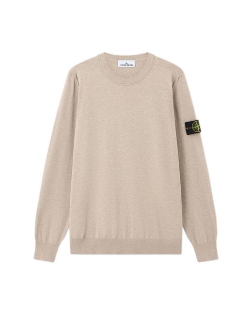 Stone Island Natural Round-Neck Knitwear for men