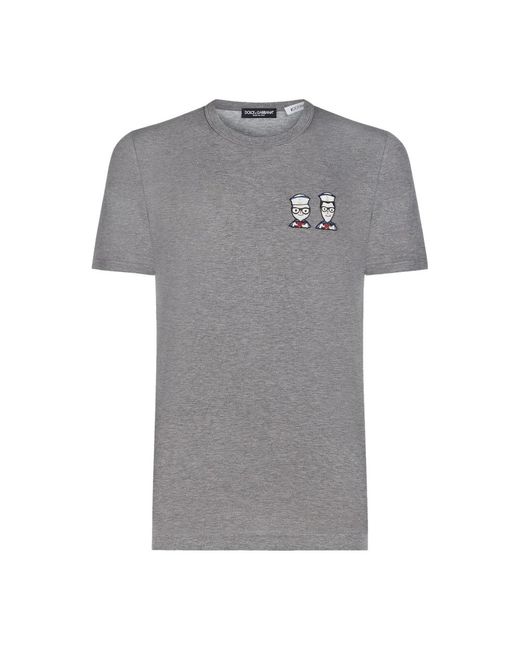 Dolce & Gabbana Gray Dg Family Patch T-shirt Cotton for men