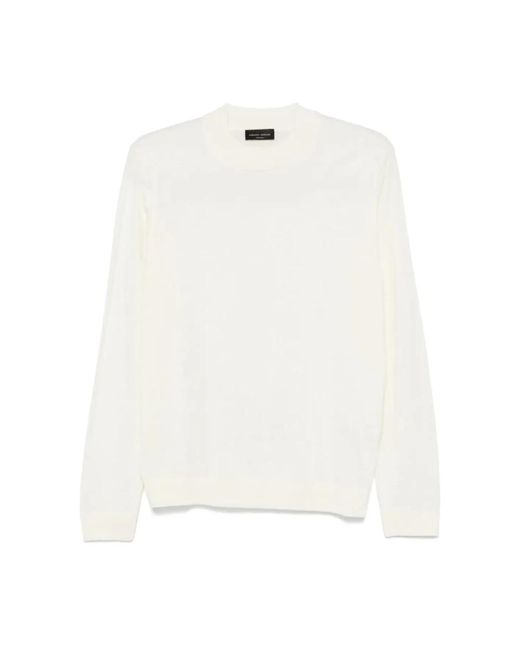 Round-Neck Knitwear Roberto Collina de hombre de color White