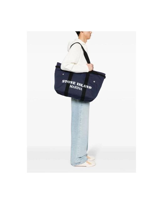 Stone Island Blue Tote Bags for men