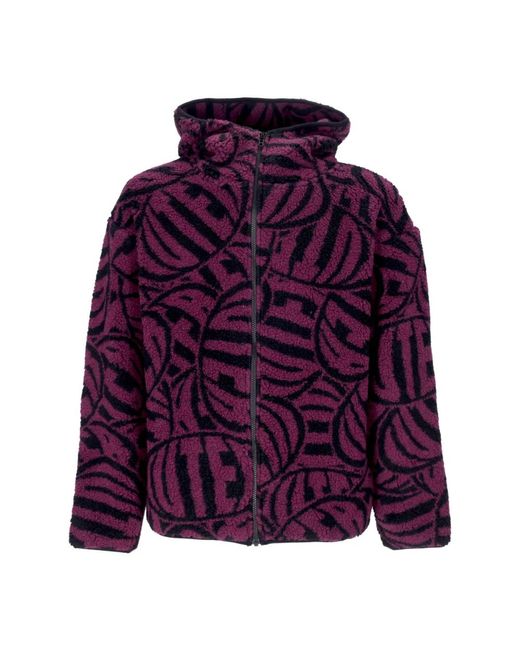 Iuter Hoodies & Sweatvesten ,Zwart ,Polyester Sherpa Zip Hoodie Zwart in het Purple voor heren