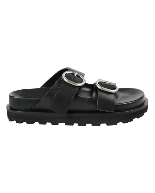 Jil Sander Black Schnallen Flache Sandalen Mit Erhöhter Sohle