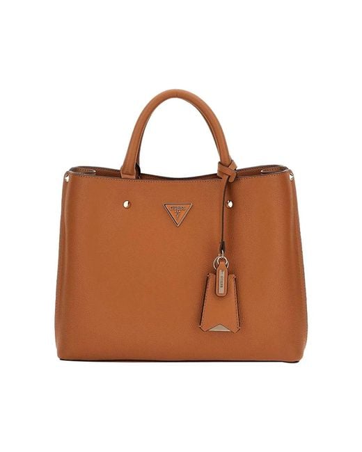Guess Elegante Leren Handtas Met Gouden Details in het Brown