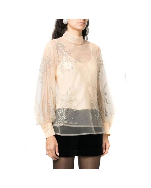 Des Phemmes Turtleneck Blouse in het Natural