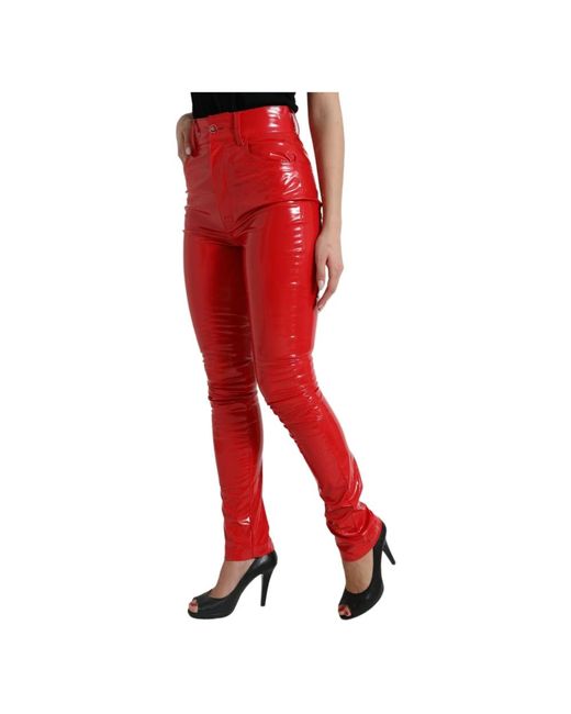 Dolce & Gabbana Red Skinny Trousers