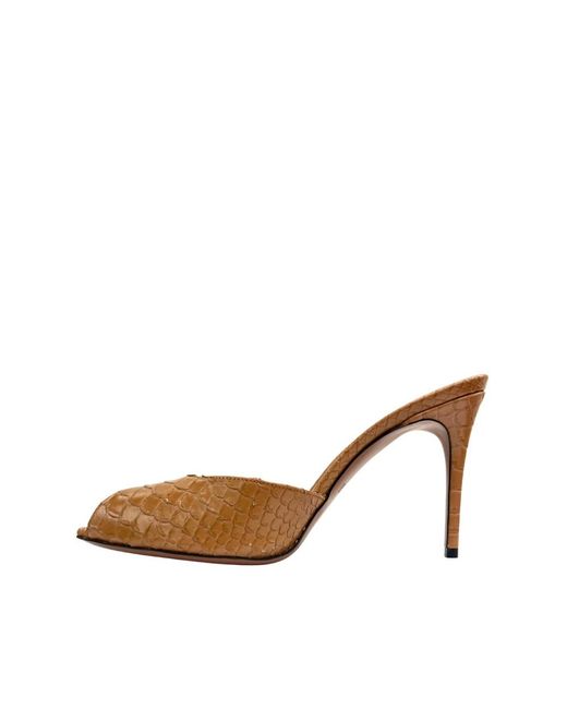 Paris Texas Brown Heeled Mules