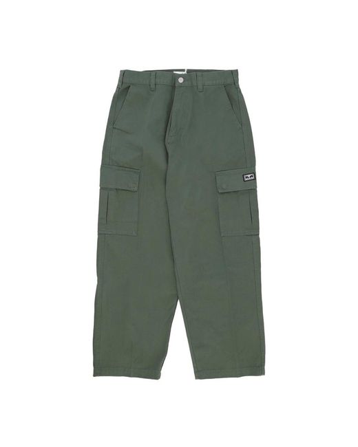 Obey Green Wide Trousers for men