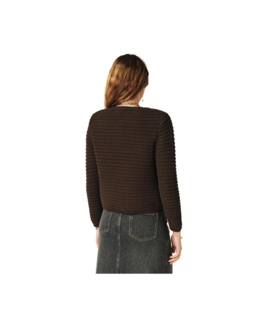 Ba&sh Truien & Vesten ,Bruin ,Gestructureerde Cardigan Met Knoopsluiting in het Brown