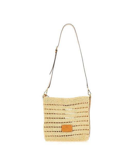 Etro Metallic Perforated Raffia Shoulder Bag for men
