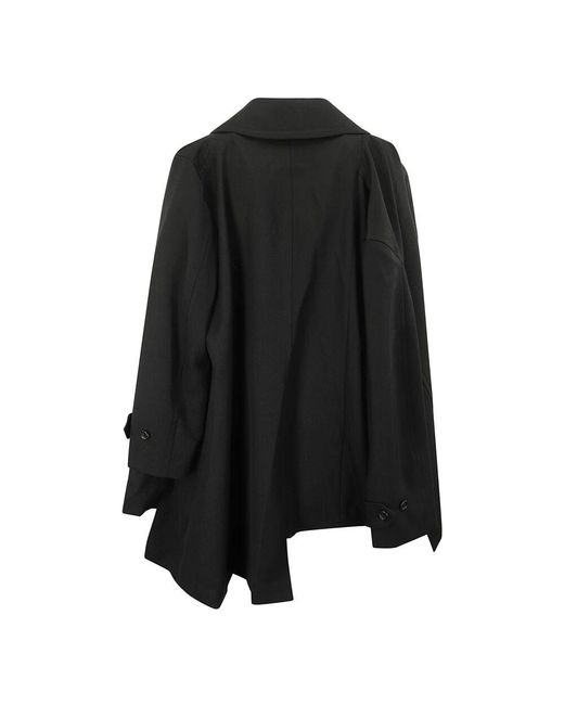 Double-Breasted Coats Comme des Garçons de color Black