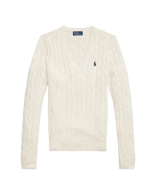 Polo Ralph Lauren White V-Neck Knitwear