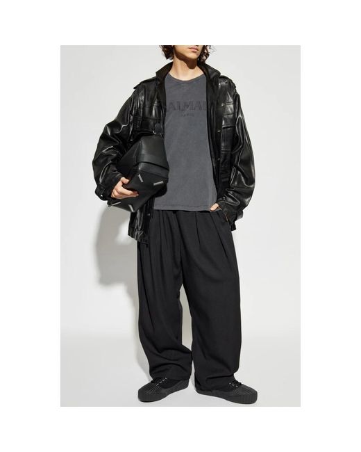 Balmain Lamsleren Jas in het Black voor heren