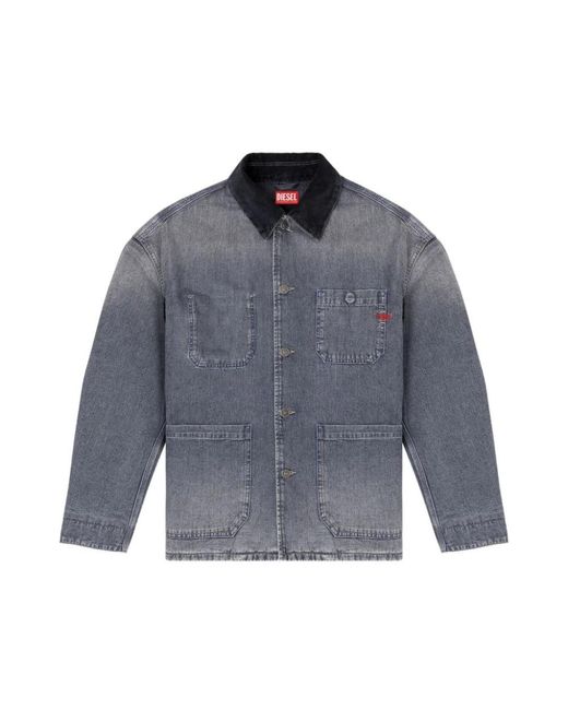DIESEL Blue Denim Jackets for men