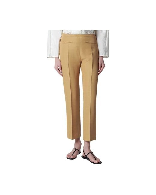 Alberta Ferretti Natural Cropped Trousers