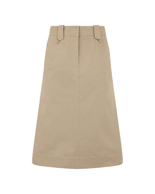 Alberta Ferretti Rokken ,Katoen Midi Rok Met Zakken in het Natural