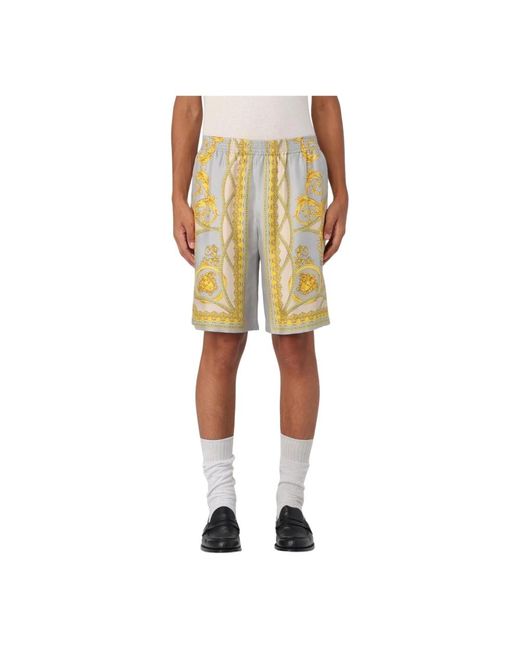 Versace Barock-Print Seidenshorts in Yellow für Herren