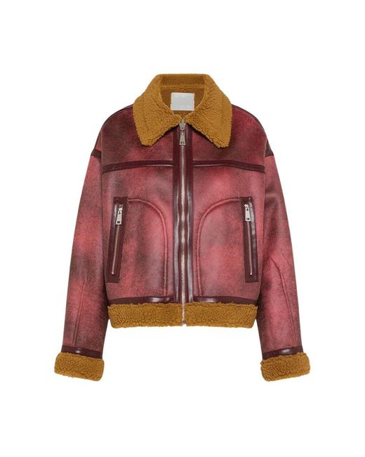 OOF WEAR Red Wendbare lammfelljacke, gerader schnitt