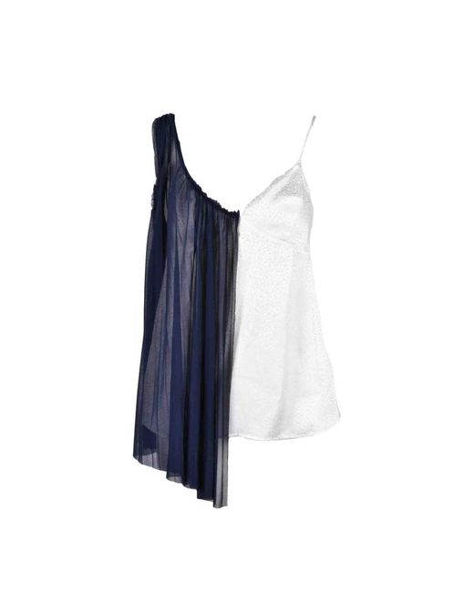 Erika Cavallini Semi Couture Sleeveless Tops in het Blue