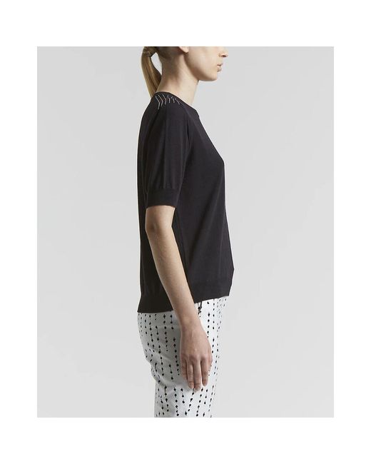 Peserico Black Reine Baumwolle Krepp-Strickpullover