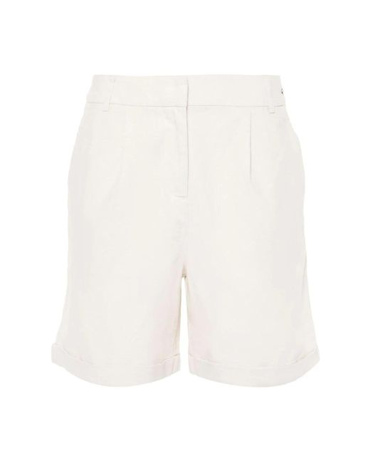 Barbour White Leinen-baumwoll-shorts mit falten-detail