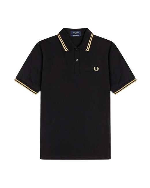 Fred Perry Tops ,Zwart ,Katoen Dubbele Streep Polo Gemaakt in het Black voor heren