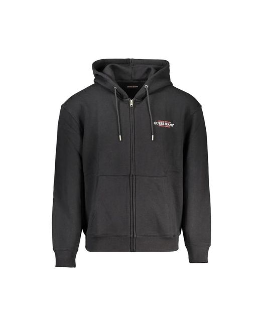 Guess Hoodies & Sweatvesten ,Zwart ,Katoen Hooded Sweatshirt Met Rits in het Black voor heren