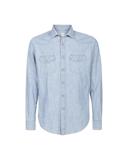 Eleventy Blue Denim Shirts for men