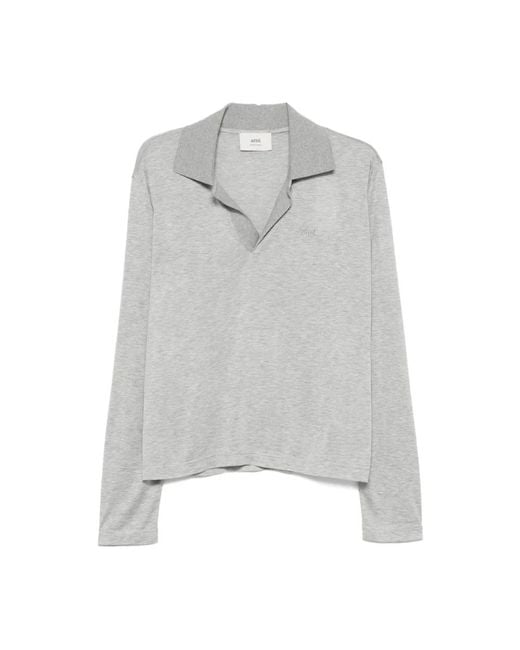 AMI Zijden Polo in het Gray