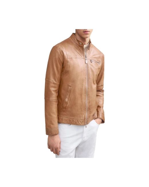 Peuterey Brown Leather Jackets for men