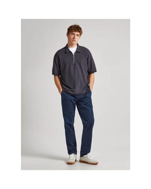 Pepe Jeans Slim chino hose popeline baumwolle in Blue für Herren