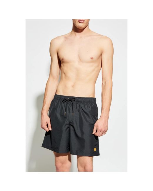 Versace Badmode ,Zwart ,Polyester Embroidered Medusa Swim Boardshorts in het Gray voor heren