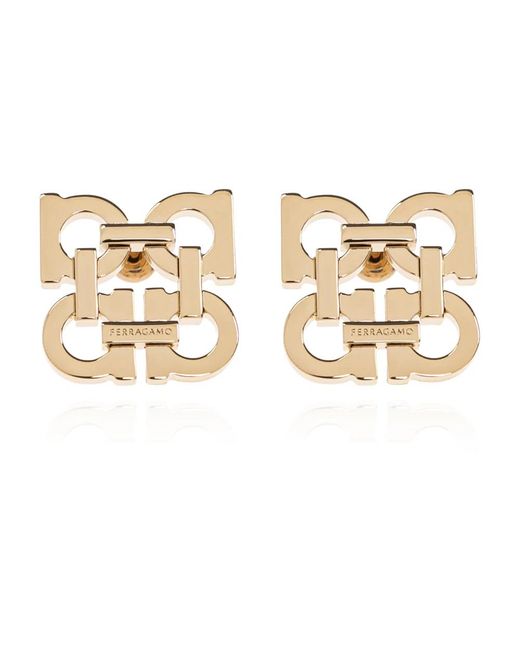 Ferragamo Metallic Logo-Förmige Ohrringe