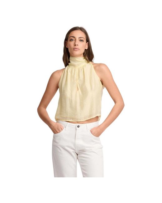 Kocca Tops ,Geel ,Leer Halter Neck Top in het White