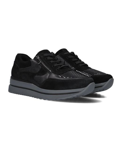 Waldläufer Zwarte Suède Lage Sneakers in het Black