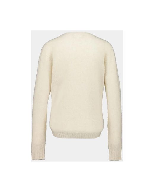 120% Lino White Round-Neck Knitwear