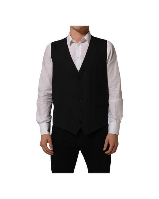Dolce & Gabbana Black Waistcoats for men
