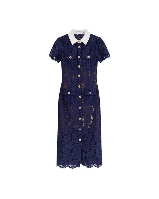 Self-Portrait Midi Dresses in het Blue