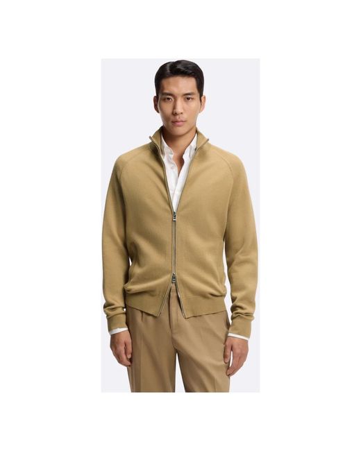 Boss Truien & Vesten ,Katoen Cardigan in het Natural voor heren