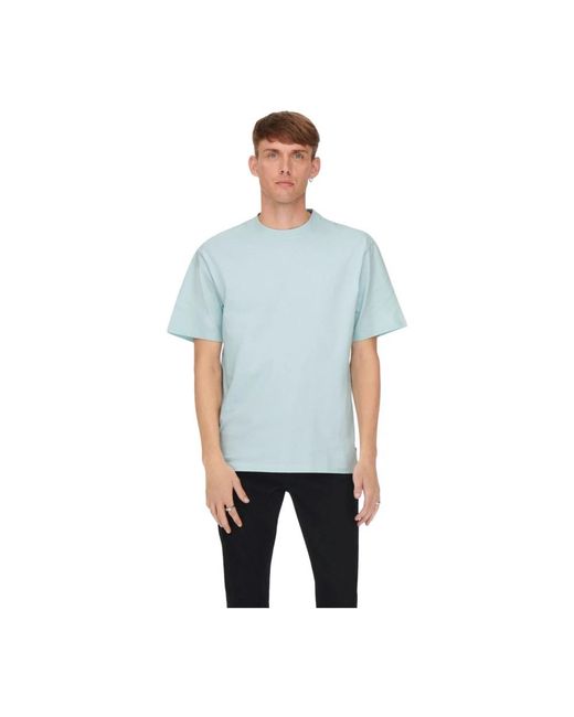 Only & Sons Fred Relax Ss Tee in het Blue voor heren
