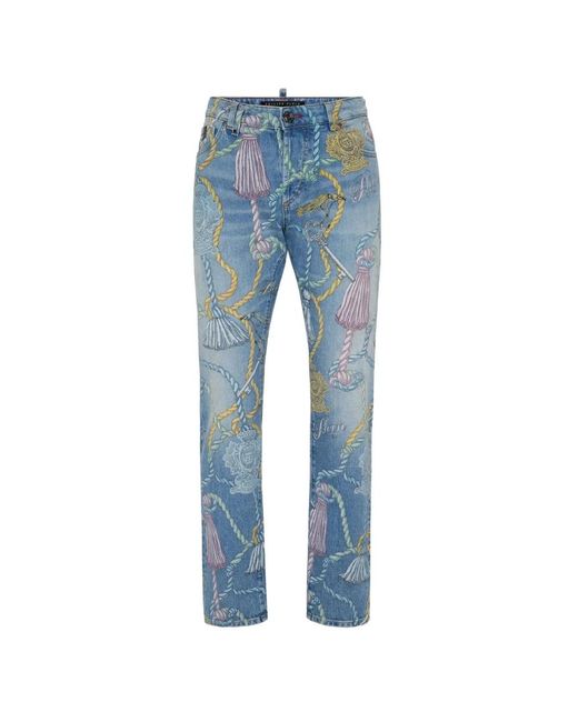 Philipp Plein Blue Straight Fit Jeans for men