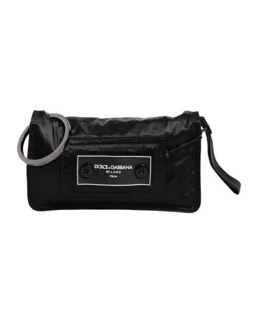 Dolce & Gabbana Black Schwarze Stoff Logo Crossbody Tasche