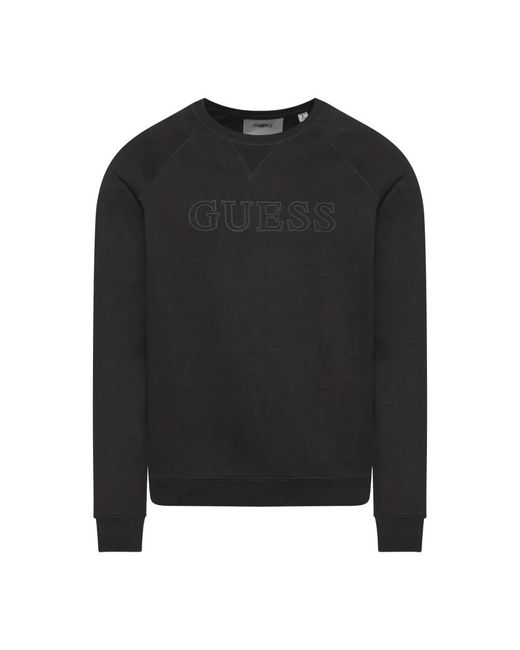 Guess 3d logo sweatshirt - schwarz rundhals in Black für Herren