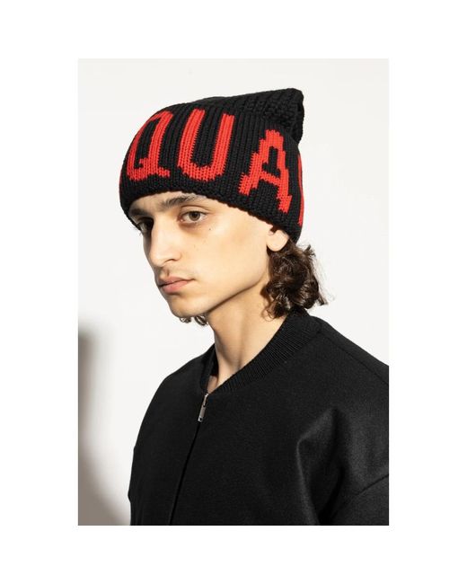 DSquared² Black Beanies for men