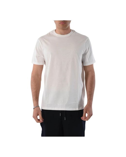 T-shirt in cotone con logo petto di Armani Exchange in White da Uomo