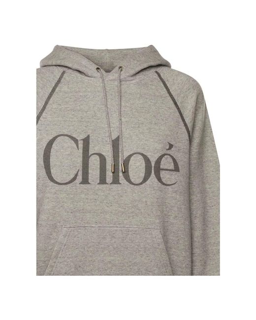 Chloé Hoodies & Sweatvesten ,Grijs ,Katoen Gezellige Hoodie in het Gray