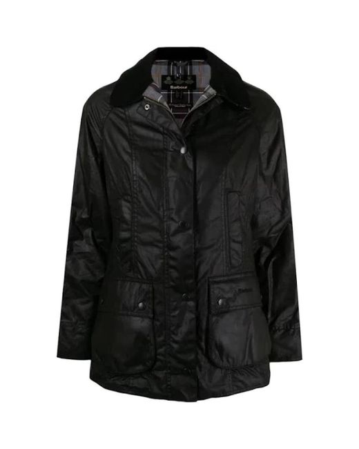 Barbour Gewaxte Jas Met Ruitvoering in het Black